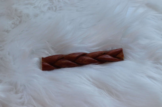6" Braided Liver Glazed Beef Collagen Stick